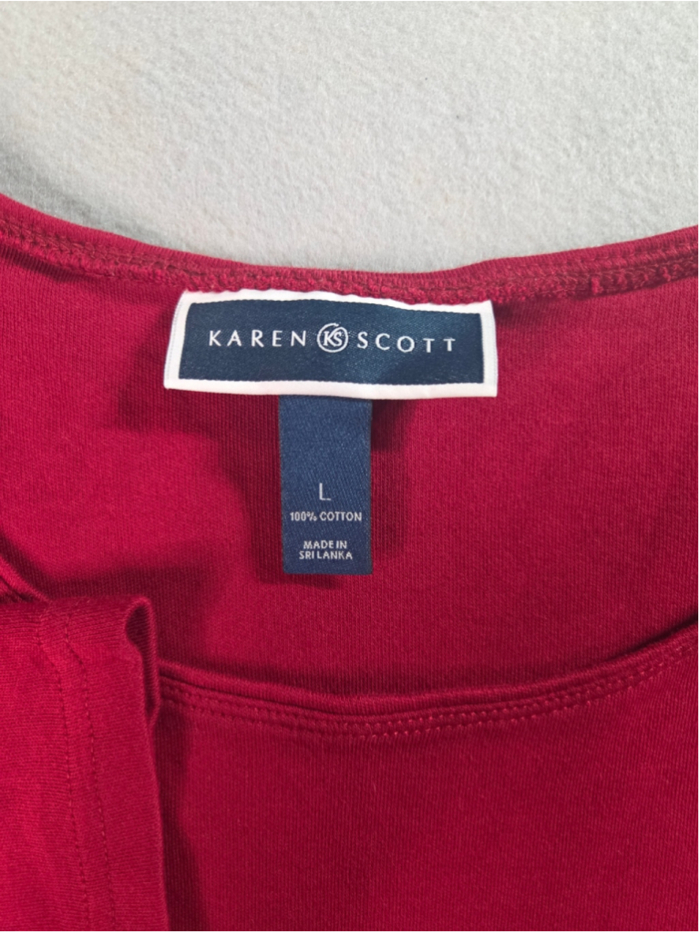 Women's Karen Scott Red Long Sleeve Tee Size L